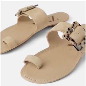 NWT Leather Sandals with Tortoise Shell Buckle